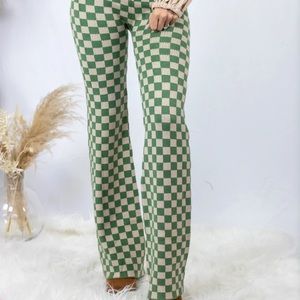 Blue Blush Knit checked pants ..size M